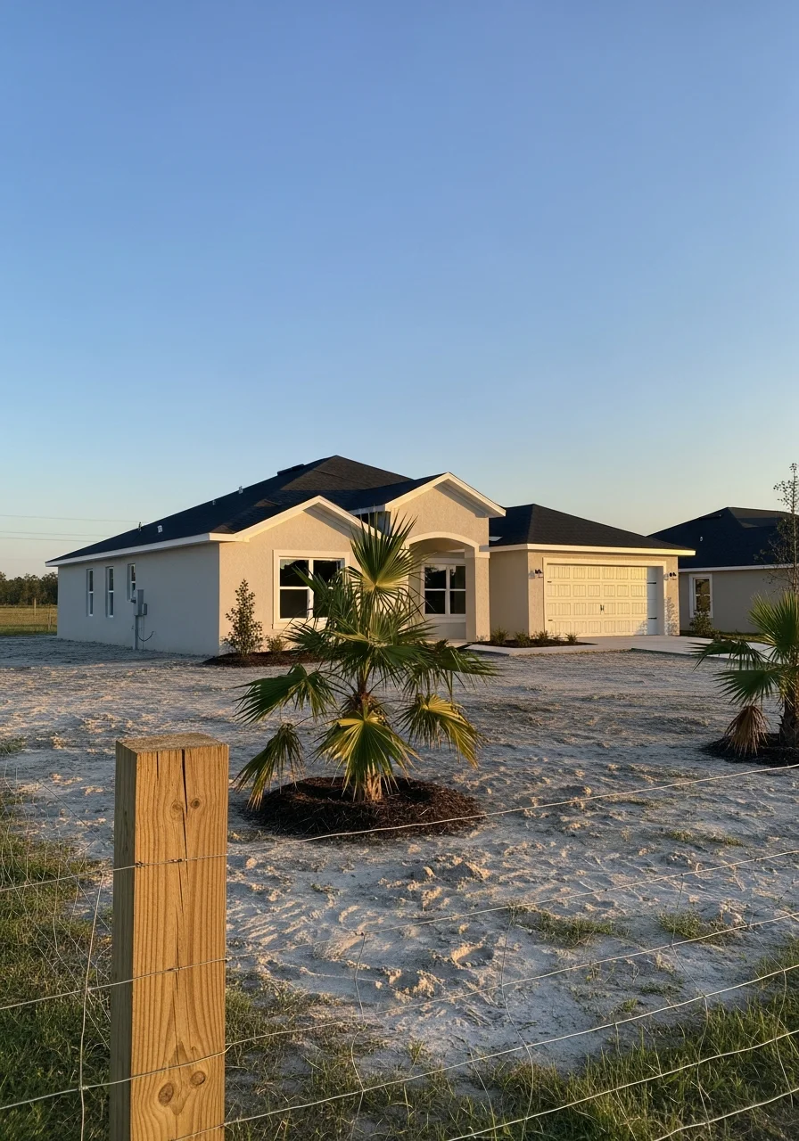 Portrait-style image of a completed Highlands County residential property with natural surroundings.