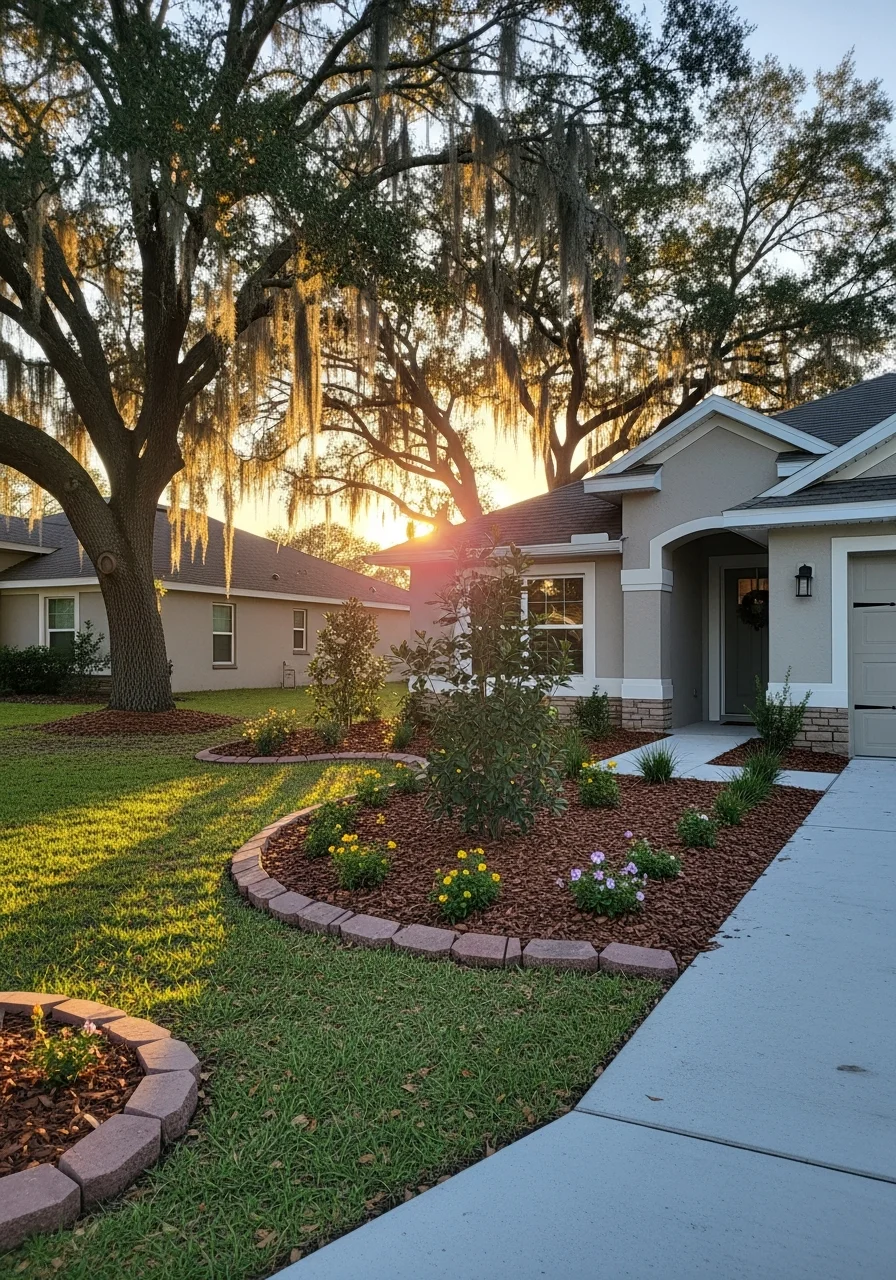 Portrait image of a completed Plant City property with landscaping and natural surroundings.