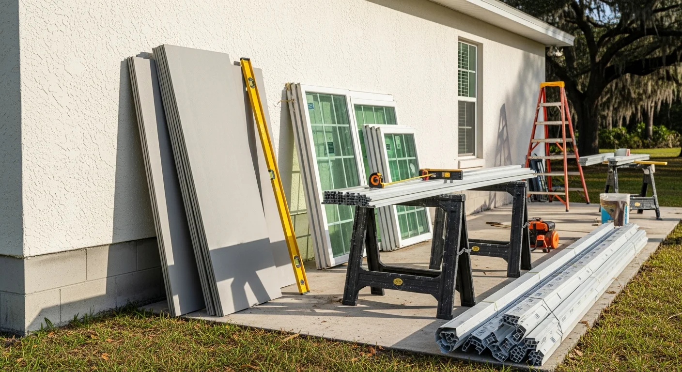 Freshly remodeled home exterior in Polk County, FL, showing new siding, updated soffit and fascia, and replaced windows on a single-family residence. Work reflects Florida Building Code-compliant materials suited to the county's high-humidity, storm-prone climate.